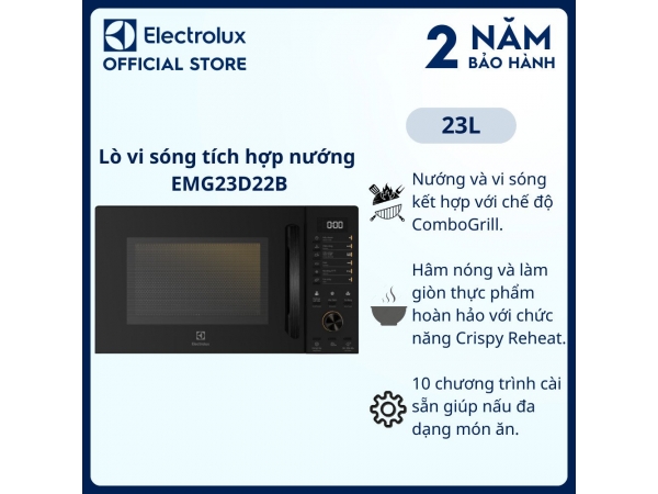 Lò vi sóng Electrolux để bàn tích hợp nướng đối lưu 23L UltimateTaste 500 EMG23D22B